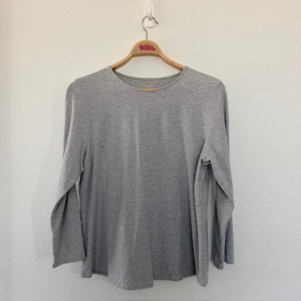 J. Jill purejill Pima Stretch-Cotton Shirttail Tee Gray Heather Womens XL Petite